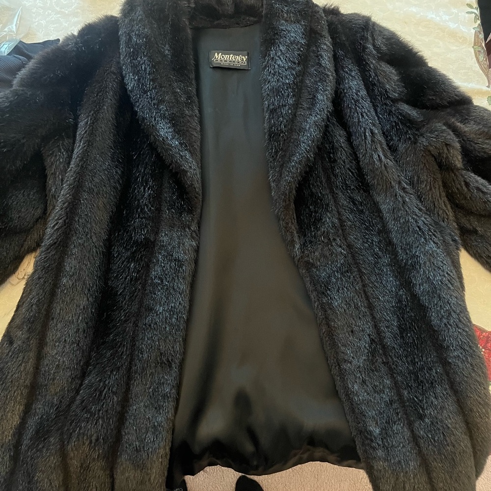 Black Faux Fur Coat for Women